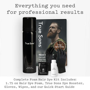 True Sons Hair Dye for Men With Instant Dye Booster Applicator for Hair Color - Complete Hair Dye Kit for Natural Look - Mustache and Beard Hair Dye (1.75 oz) 3-6 Applications per Bottle